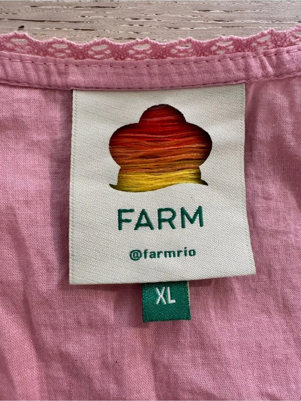 FARM Rio Puff-Sleeve  Blouse in Pink XL
